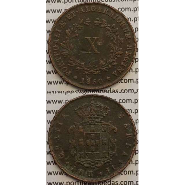 MOEDA X REIS COBRE 1850 (MBC-) - D.MARIA II
