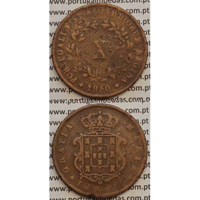 MOEDA X REIS COBRE 1850 (BC) - D.MARIA II