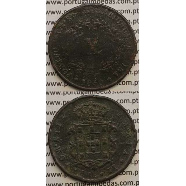 MOEDA X REIS COBRE 1850 (BC) - D.MARIA II