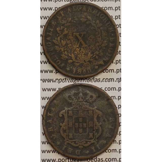 MOEDA X REIS COBRE 1850 (BC-/REG) - D.MARIA II