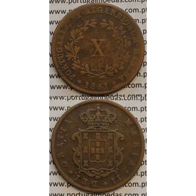 MOEDA X REIS COBRE 1851 (BC+/MBC-) - D.MARIA II