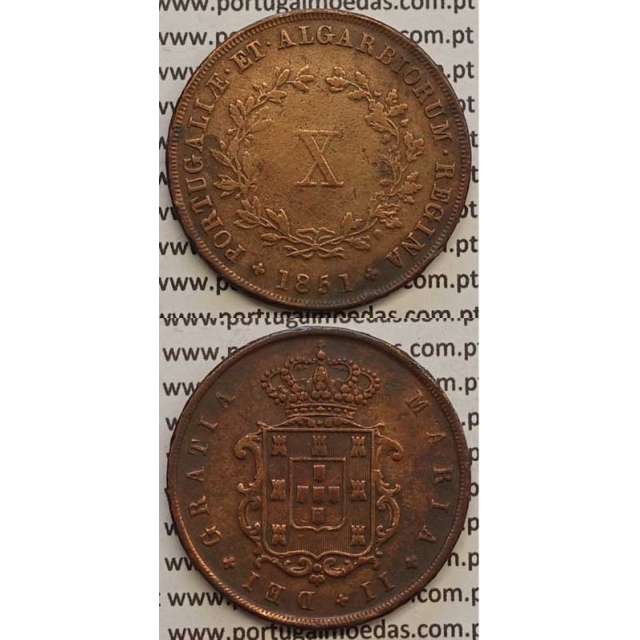 MOEDA X REIS COBRE 1851 (MBC) - D.MARIA II