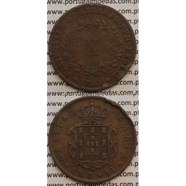 MOEDA X REIS COBRE 1851 (MBC) - D.MARIA II