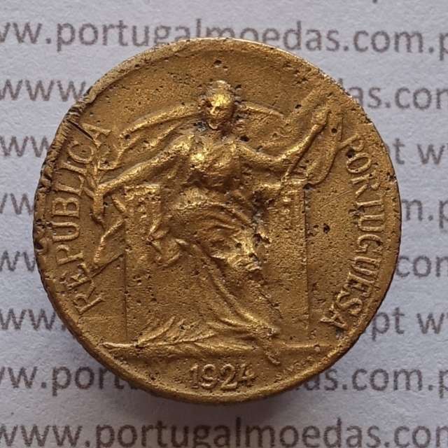 50 Centavos 1924 Bronze-Alumínio, $50 centavos 1924 Alumínio-Bronze Republica Portuguesa, (BC), World Coins Portugal  KM 575
