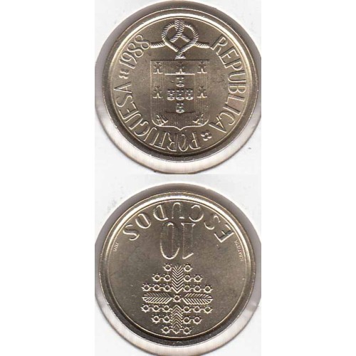 DEZ ESCUDOS (10$00) LATÃO NÍQUEL 1988