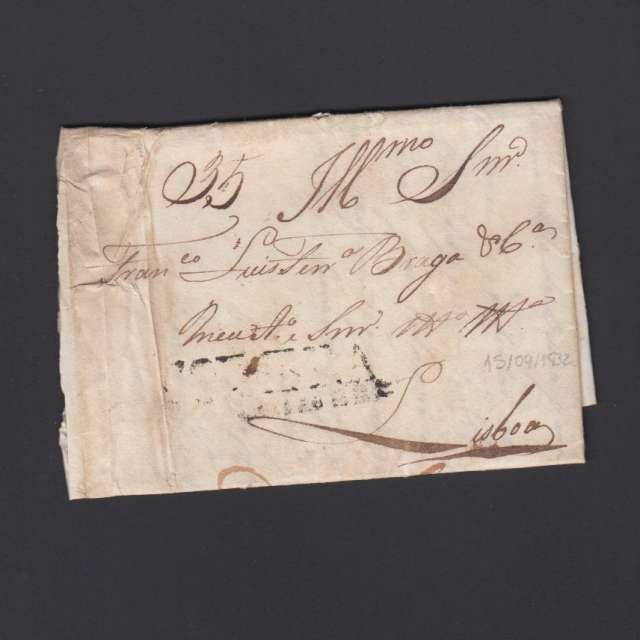Carta Pré-Filatélica circulada de Coimbra para Lisboa datada de 15-09-1832