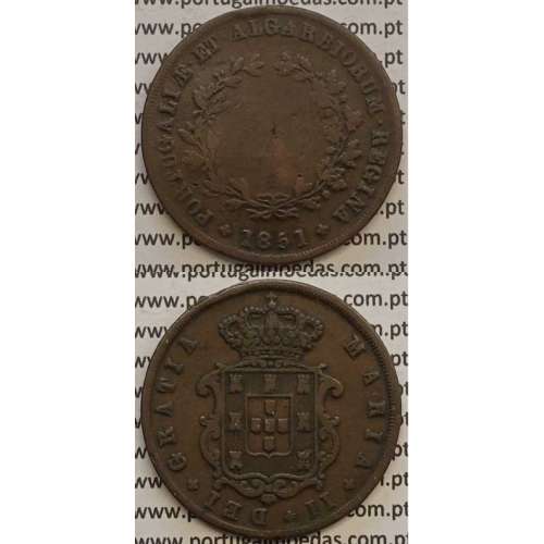 MOEDA X REIS COBRE 1851 (BC) - D.MARIA II