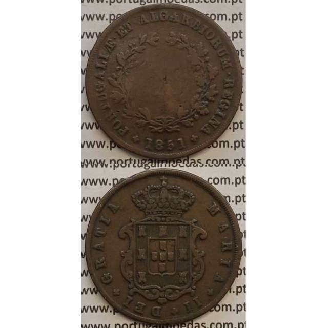 MOEDA X REIS COBRE 1851 (BC) - D.MARIA II