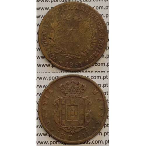 MOEDA X REIS COBRE 1851 (BC) - D.MARIA II
