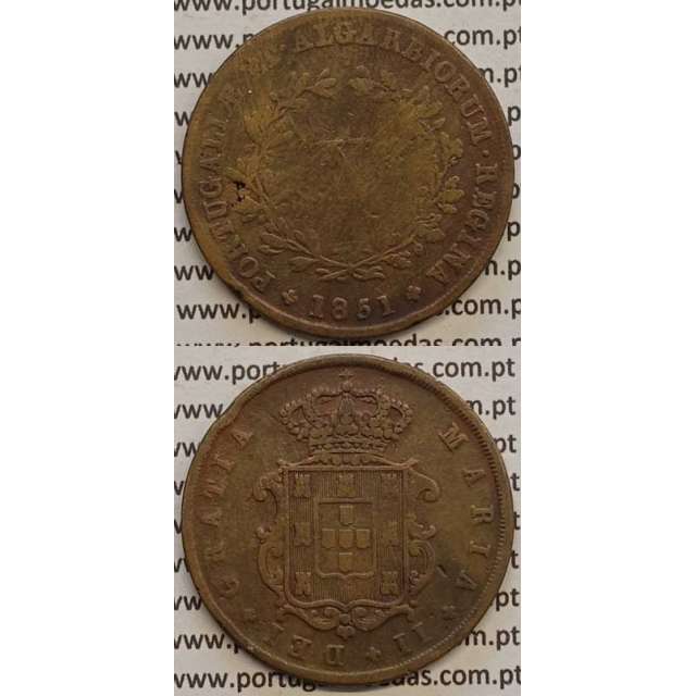 MOEDA X REIS COBRE 1851 (BC) - D.MARIA II
