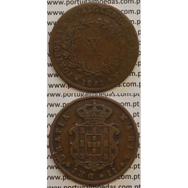 MOEDA X REIS COBRE 1851 (BC) - D.MARIA II