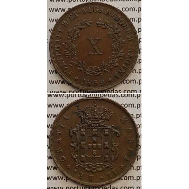 MOEDA X REIS COBRE 1852 (MBC+/BELA) - D.MARIA II