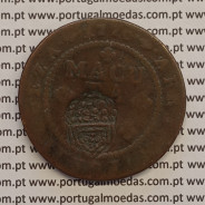 MOEDA 1/2 MACUTA COBRE 1770 COM CARIMBO ESCUDETE COROADO- ANGOLA - D.MARIA II