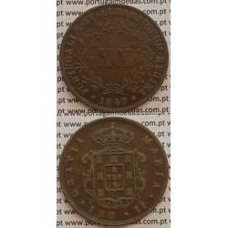 MOEDA XX REIS COBRE 1847 (MBC) - D.MARIA II
