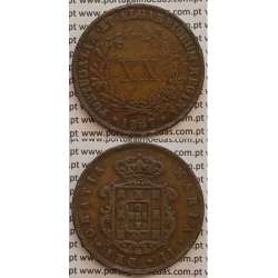 MOEDA XX REIS COBRE 1847 (BC+/MBC-) - D.MARIA II