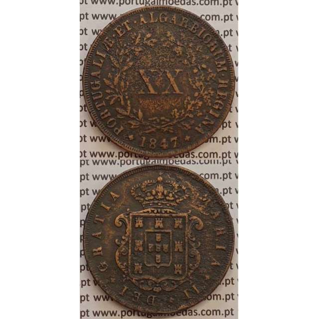 MOEDA XX REIS COBRE 1847 (BC+) - D.MARIA II