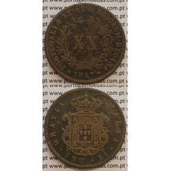 MOEDA XX REIS COBRE 1847 (BC+) - D.MARIA II