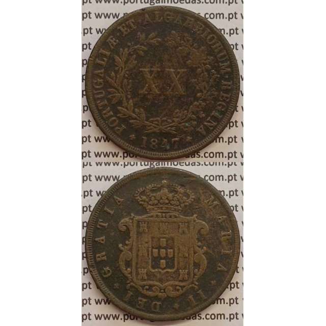 MOEDA XX REIS COBRE 1847 (BC+) - D.MARIA II