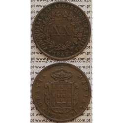 MOEDA XX REIS COBRE 1848 (MBC) - D.MARIA II