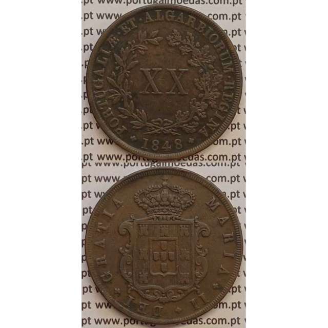 MOEDA XX REIS COBRE 1848 (MBC) - D.MARIA II