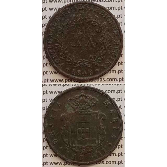 MOEDA XX REIS COBRE 1848 (MBC) - D.MARIA II