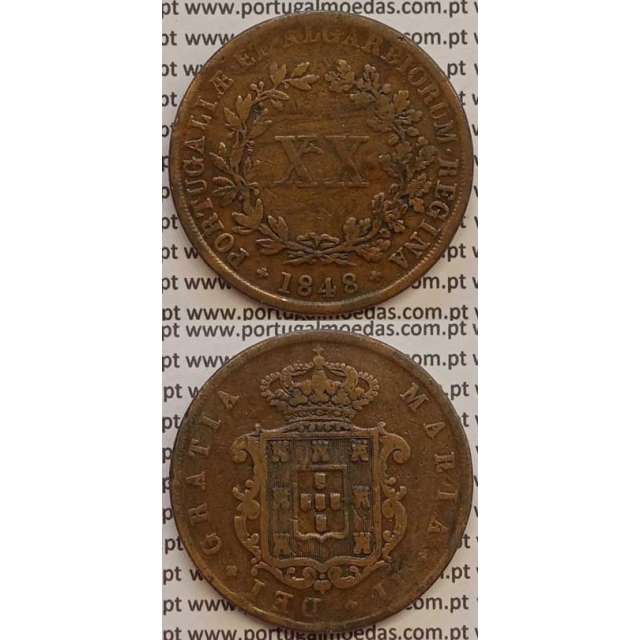 MOEDA XX REIS COBRE 1848 (MBC-) - D.MARIA II