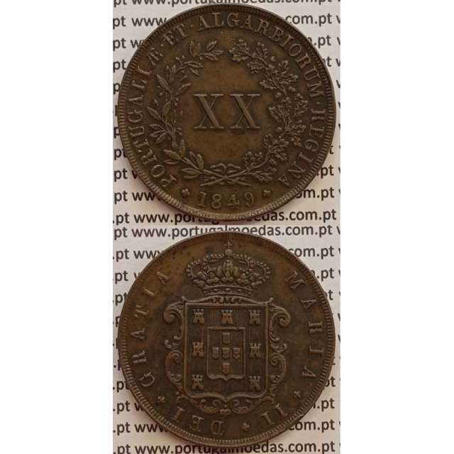 MOEDA XX REIS COBRE 1849 (MBC+/BELA) - D.MARIA II