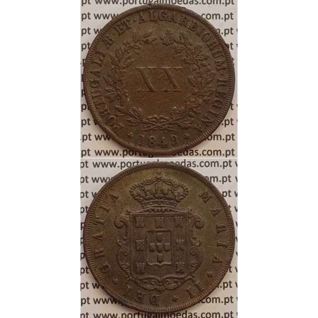 MOEDA XX REIS COBRE 1849 (MBC) - D.MARIA II