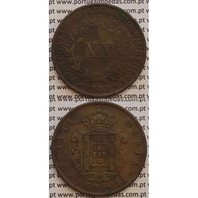 MOEDA XX REIS COBRE 1849 (MBC) - D.MARIA II