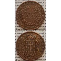 MOEDA XX REIS COBRE 1850 (MBC) - D.MARIA II