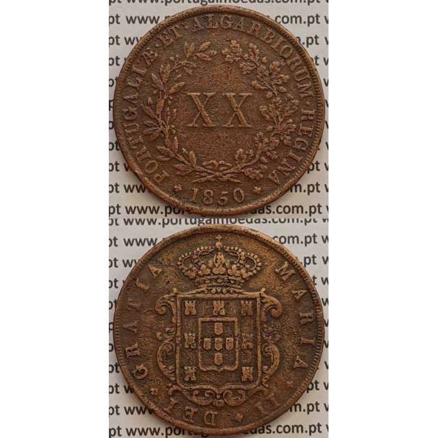 MOEDA XX REIS COBRE 1850 (MBC) - D.MARIA II
