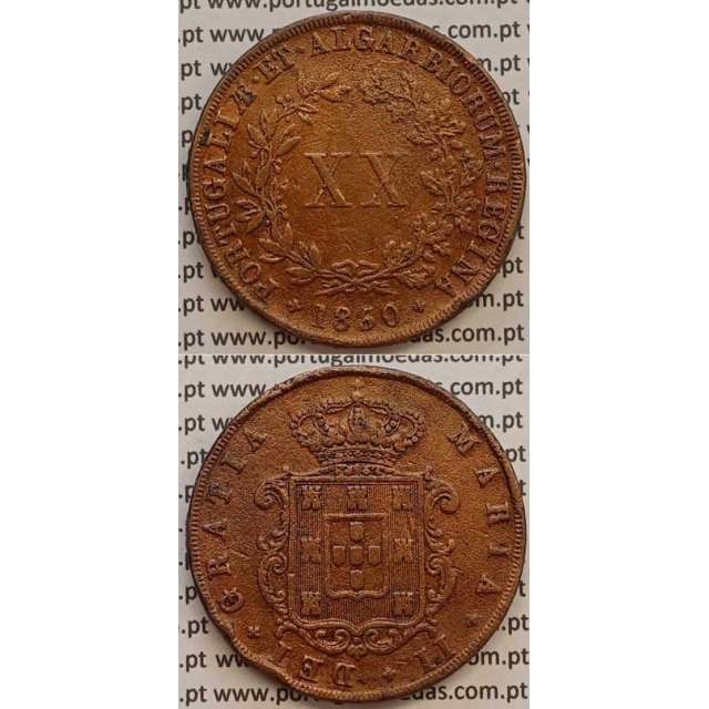 MOEDA XX REIS COBRE 1850 (BC+) - D.MARIA II