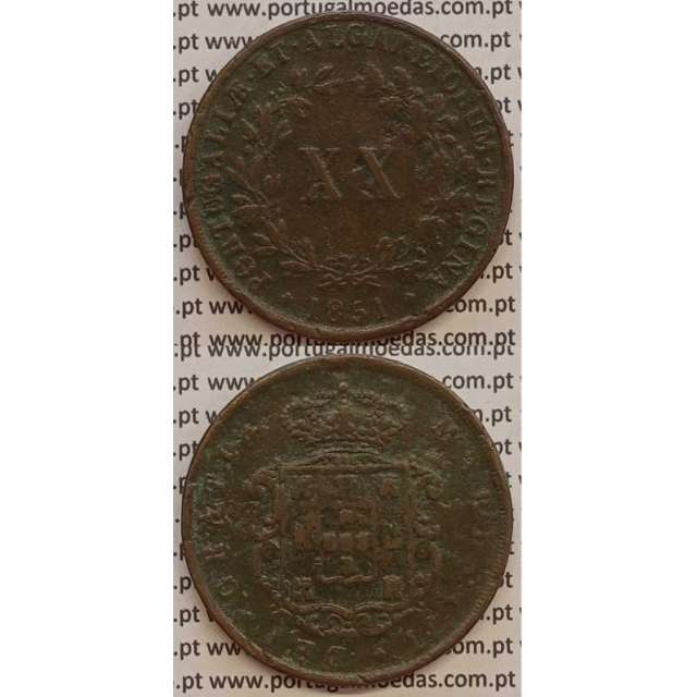 MOEDA XX REIS COBRE 1851 (MBC-) - D.MARIA II
