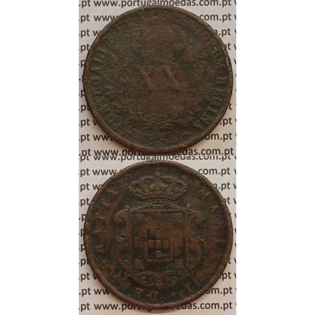 MOEDA XX REIS COBRE 1851 (BC-) - D.MARIA II