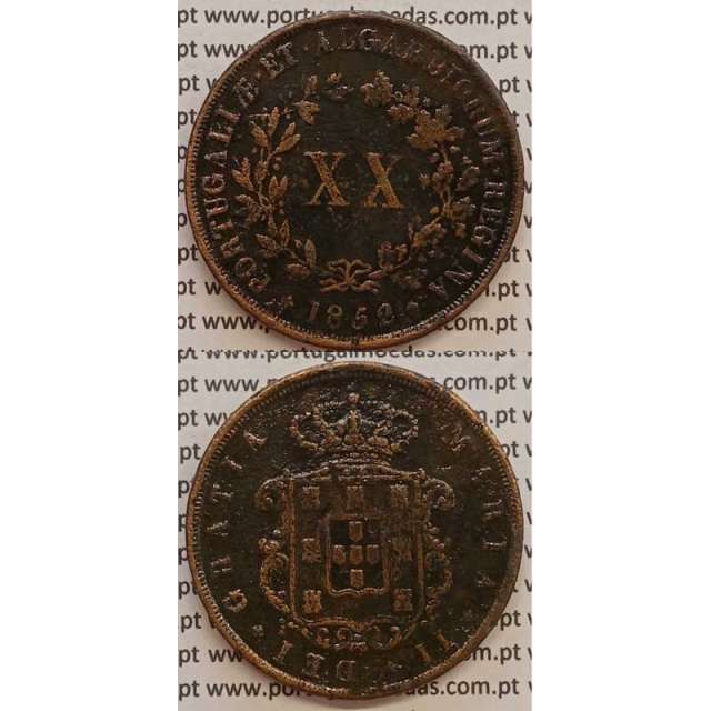 MOEDA XX REIS COBRE 1852 (MBC) - D.MARIA II
