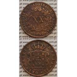 MOEDA XX REIS COBRE 1852 (MBC) - D.MARIA II