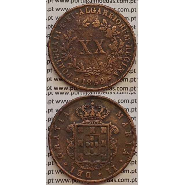 MOEDA XX REIS COBRE 1852 (MBC) - D.MARIA II
