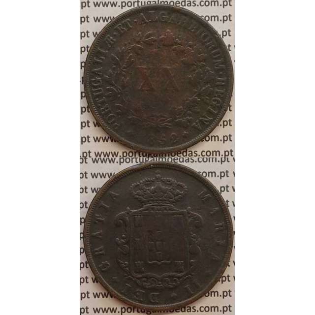 MOEDA XX REIS COBRE 1852 (BC-) - D.MARIA II