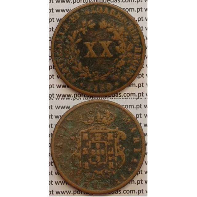 MOEDA XX REIS COBRE 1852 (BC-) - D.MARIA II