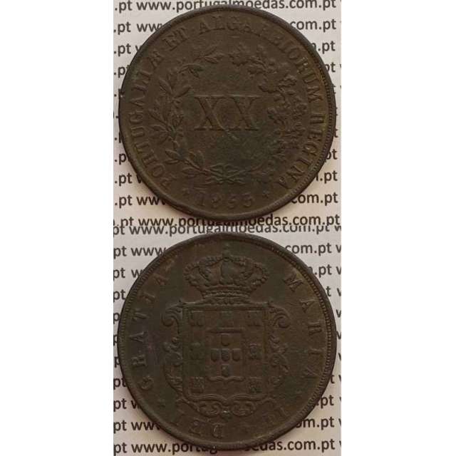 MOEDA XX REIS COBRE 1853 (MBC) - D.MARIA II