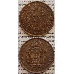 MOEDA XX REIS COBRE 1853 (MBC) - D.MARIA II