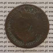 MOEDA 1/2 MACUTA COBRE 1785 COM CARIMBO ESCUDETE COROADO- ANGOLA - D.MARIA II