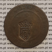 MOEDA 1/2 MACUTA COBRE 1785 COM CARIMBO ESCUDETE COROADO- ANGOLA - D.MARIA II