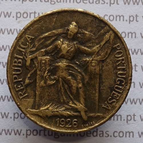1 Escudo 1926 Bronze-Alumínio, (1$00 escudo 1926), MBC, World Coins Portugal KM 576