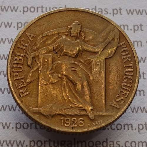 1 Escudo 1926 Bronze-Alumínio, 1$00 1926 Alumínio-Bronze Republica Portuguesa, World Coins Portugal  KM#576