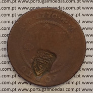 MOEDA 1 MACUTA COBRE 1770 COM CARIMBO ESCUDETE COROADO- ANGOLA - D.MARIA II