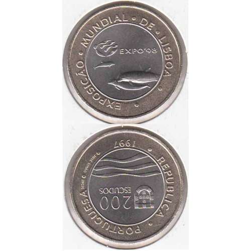 200 Escudos 1997 Expo 98 - Golfinho (moeda 200$00 Expo 98 - Golfinho)