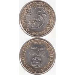 200$00 BIMETÁLICA 1995 "50º ANIVERSÁRIO DA ONU" (BELA/SOB) (1995) 200$00 BIMETÁLICA 1995 "50º ANIVERSÁRIO DA ONU" (BELA/SOB) (1995)