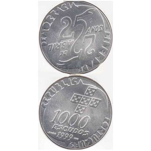 1000$00 PRATA 1999 "25 ABRIL" (BELA/SOB)
