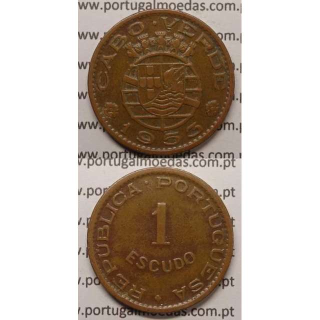 1$00 BRONZE 1953 (BC+) - CABO VERDE